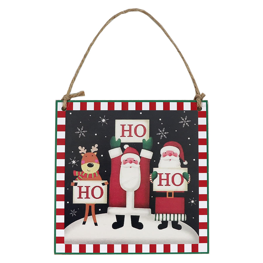 Placa De Natal Ho Ho Ho Colorida 30X15X5cm - RB Home Decoração