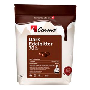 Chocolate Suiço Carma Dark Elderbitter 70% Cacau Amargo Gotas 1,5kg CALLEBAUT