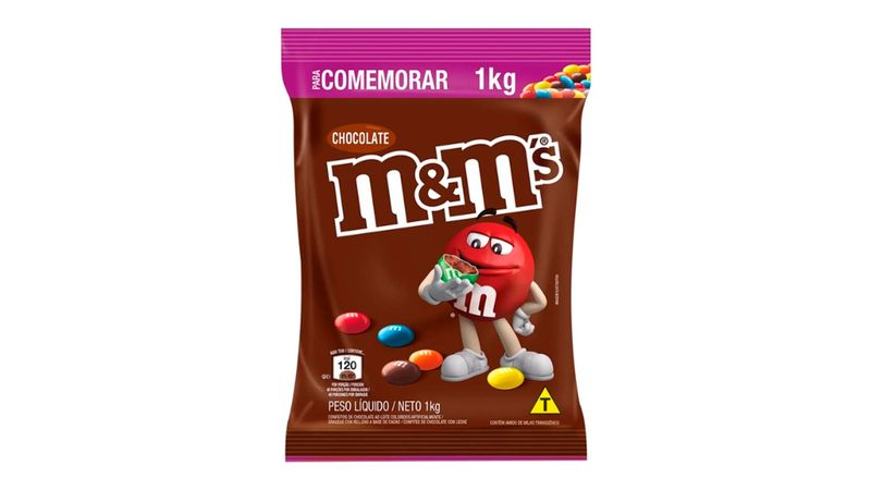 Confeito de Chocolate ao Leite M&M's Pacote 1kg para Comemorar