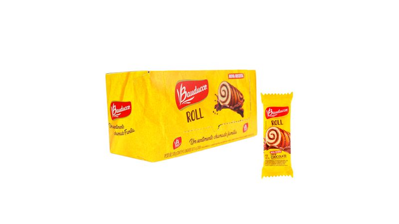 BOLO BAUDUCCO ROLL DE CHOCOLATE 34G - BOM DIA GAZOLLA