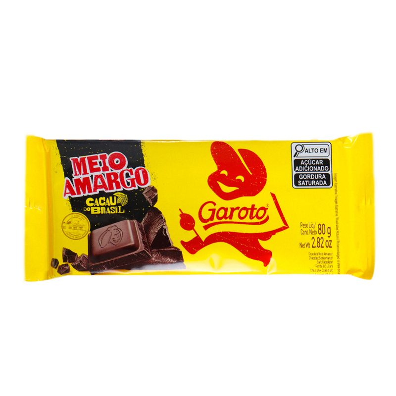 Tablete Chocolate Meio Amargo 80G GAROTO Loja Santo Antonio