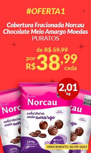 Banner Cobertura Fracionada Norcau Chocolate Meio Amargo Moedas 2.01kg 4023085 PURATOS Ofeta 1