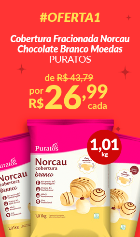 Banner Cobertura Fracionada Norcau Chocolate Branco Moedas 1.01kg PURATOS
