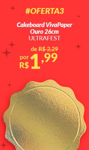 Banner Cakeboard Viva Paper Ouro 26cm ULTRAFEST Oferta 3